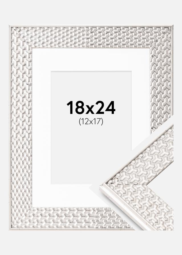 Ramă Grace Argintiu 18x24 cm - Paspartu Alb 13x18 cm