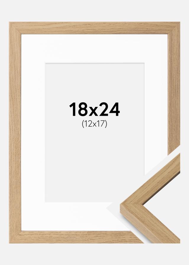 Ramă Ares Natural Stejar 18x24 cm - Paspartuuri Alb 13x18 cm
