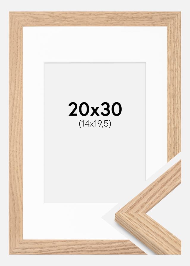 Ramă Tidlös Masiv Stejar 20x30 cm - Passepartout Alb 15x21 cm