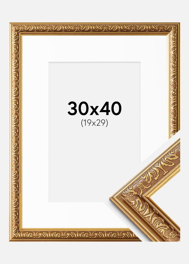Ramă Swirl Aur 30x40 cm - Paspartuuri Alb 20x30 cm