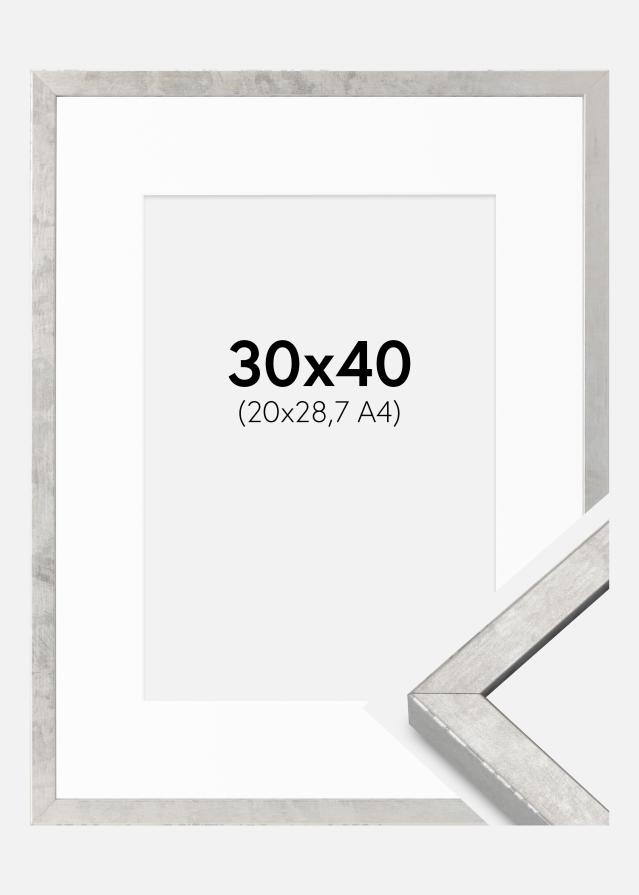 Ramă Ares Argint 30x40 cm - Paspartuuri Alb 21x29,7 cm