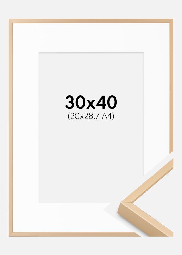 Ramă aluminiu Alama 30x40 cm - Paspartuuri Alb 21x29,7 cm