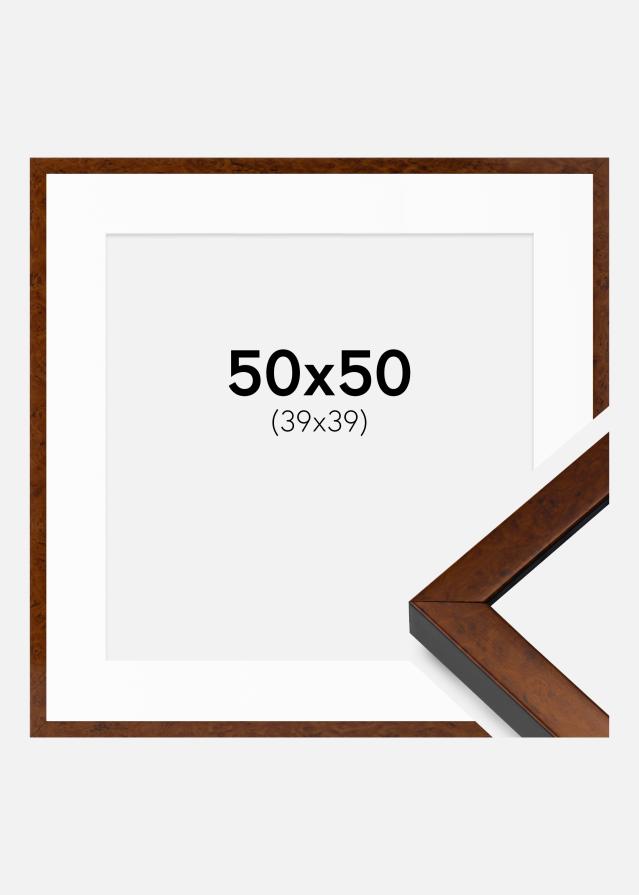 Ramă Ares Nuc 50x50 cm - Paspartuuri Alb 40x40 cm