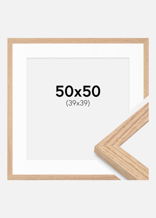 Ramă Tidlös Masiv Stejar 50x50 cm - Passepartout Alb 40x40 cm