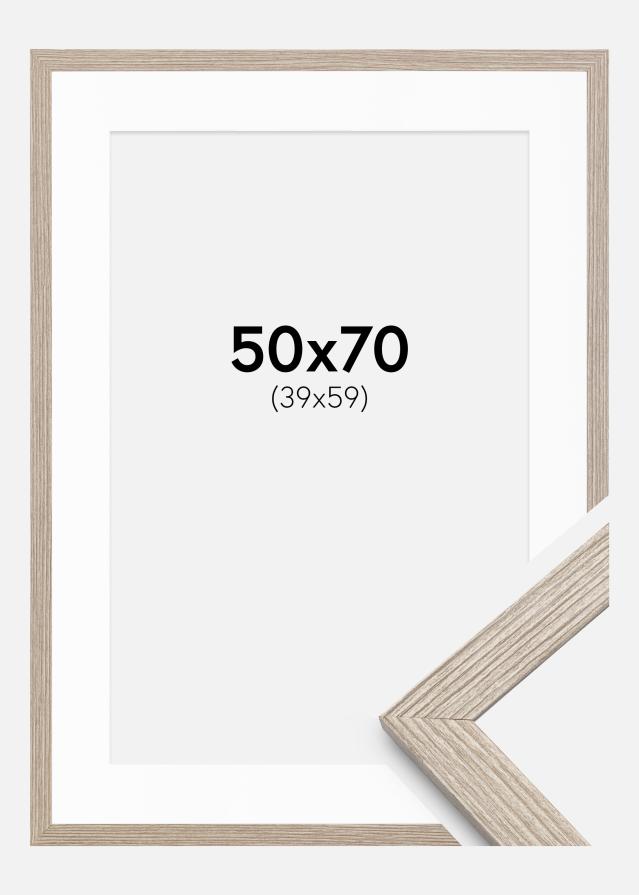 Ramă Stilren Greige Stejar 50x70 cm - Paspartuuri Alb 40x60 cm