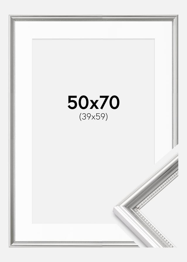 Ramă Gala Argintiu 50x70 cm - Paspartu Alb 40x60 cm