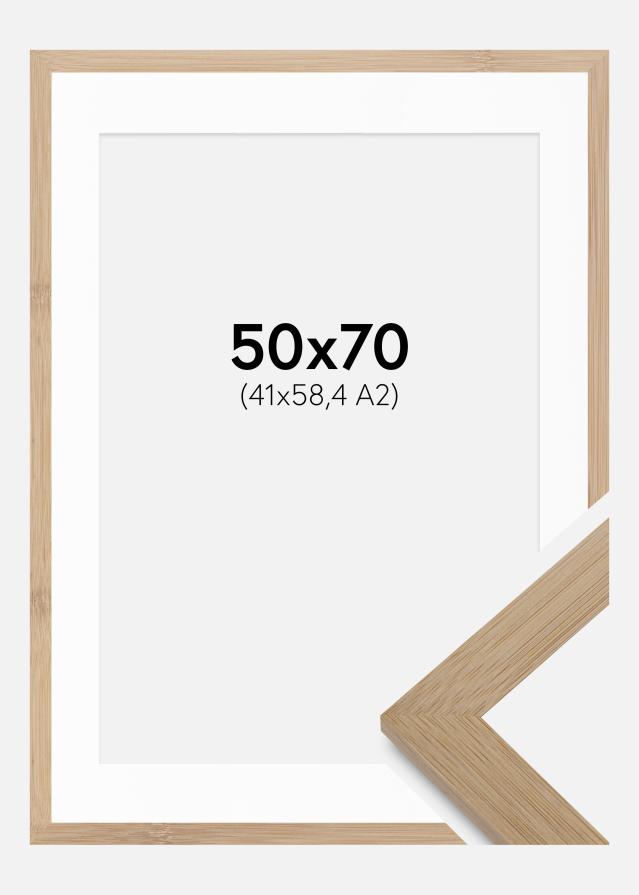Ramă Hoei Bambus 50x70 cm - Paspartuuri Alb 42x59,4 cm