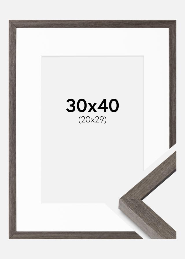 Ramă Gri Stejar Ares 30x40 cm - Paspartuuri Alb 21x30 cm