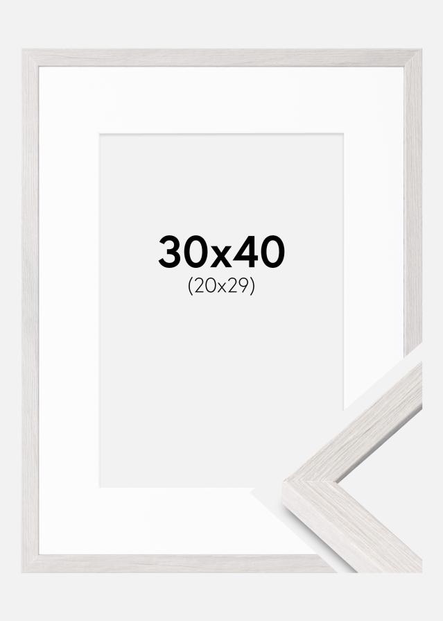 Ramă Ares Alb Stejar 30x40 cm - Paspartuuri Alb 21x30 cm