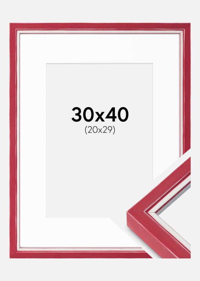 Ramă Diana Roșu 30x40 cm - Paspartuuri Alb 21x30 cm