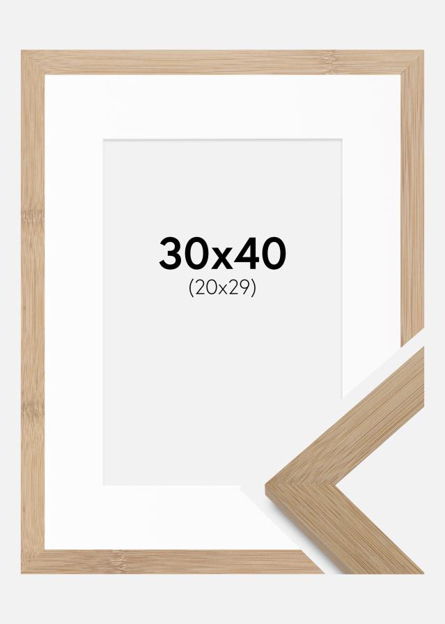 Ramă Hoei Bambus 30x40 cm - Paspartuuri Alb 21x30 cm
