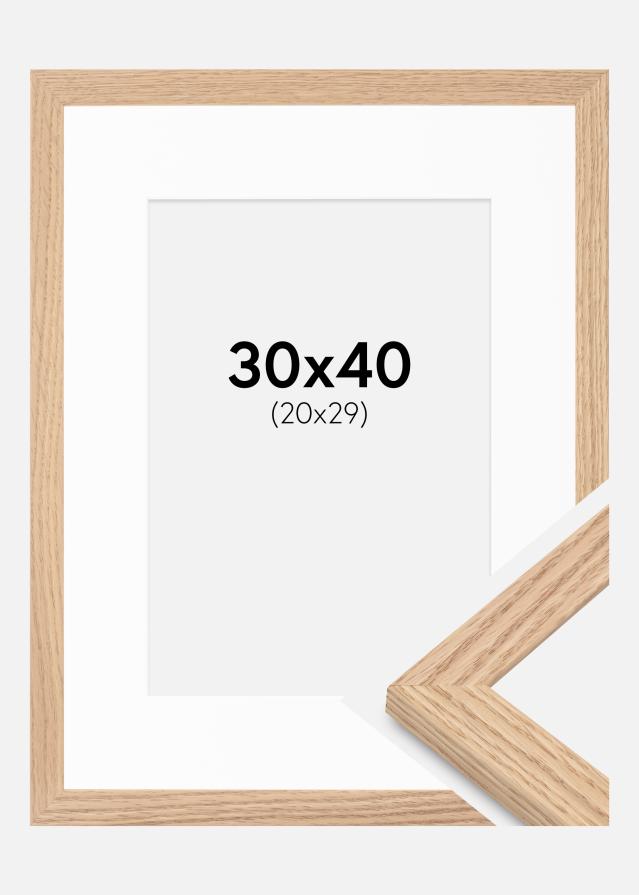 Ramă Tidlös Masiv Stejar 30x40 cm - Passepartout Alb 21x30 cm