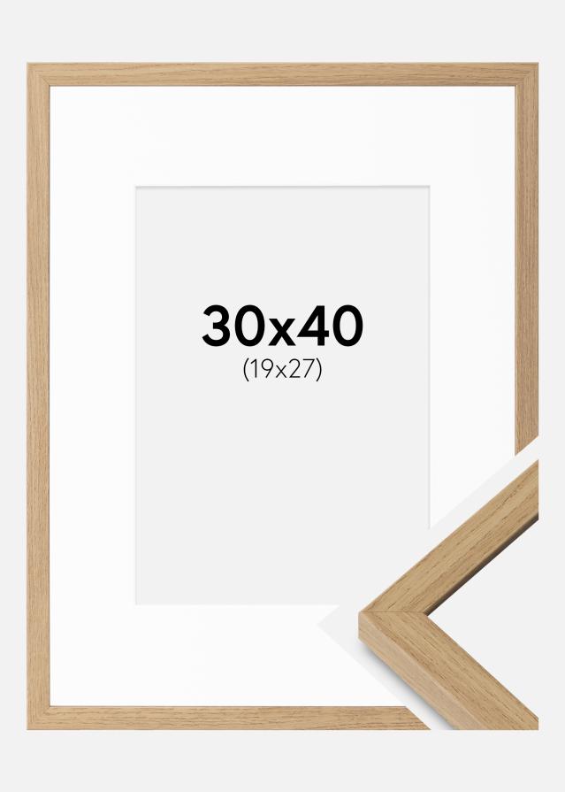 Ramă Ares Natural Stejar 30x40 cm - Paspartuuri Alb 20x28 cm