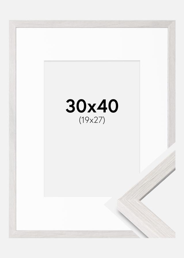 Ramă Ares Alb Stejar 30x40 cm - Paspartuuri Alb 20x28 cm