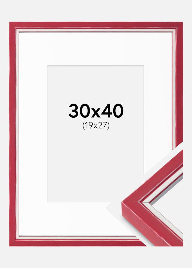 Ramă Diana Roșu 30x40 cm - Paspartuuri Alb 20x28 cm