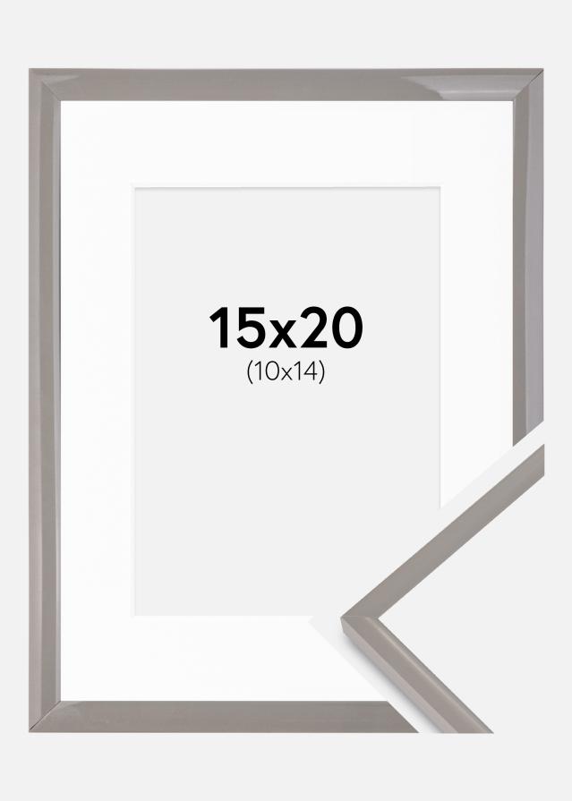 Ramă New Lifestyle Gri Pământ 15x20 cm - Paspartuuri Alb 11x15 cm