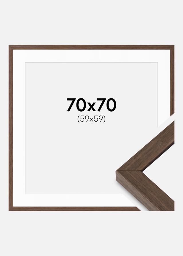 Ramă Hermes Nuc 70x70 cm - Paspartuuri Alb 60x60 cm