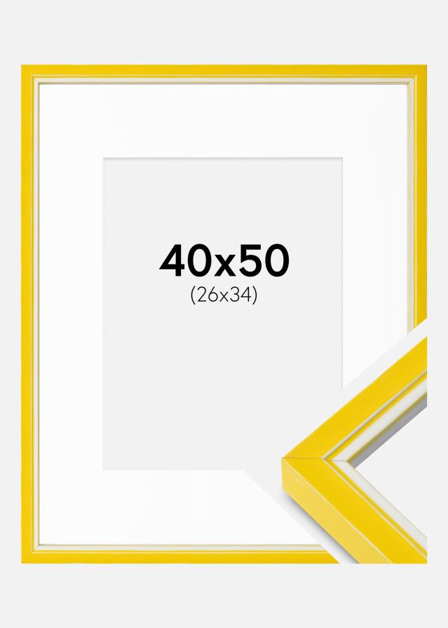Ramă Diana Galben 40x50 cm - Paspartuuri Alb 27x35 cm