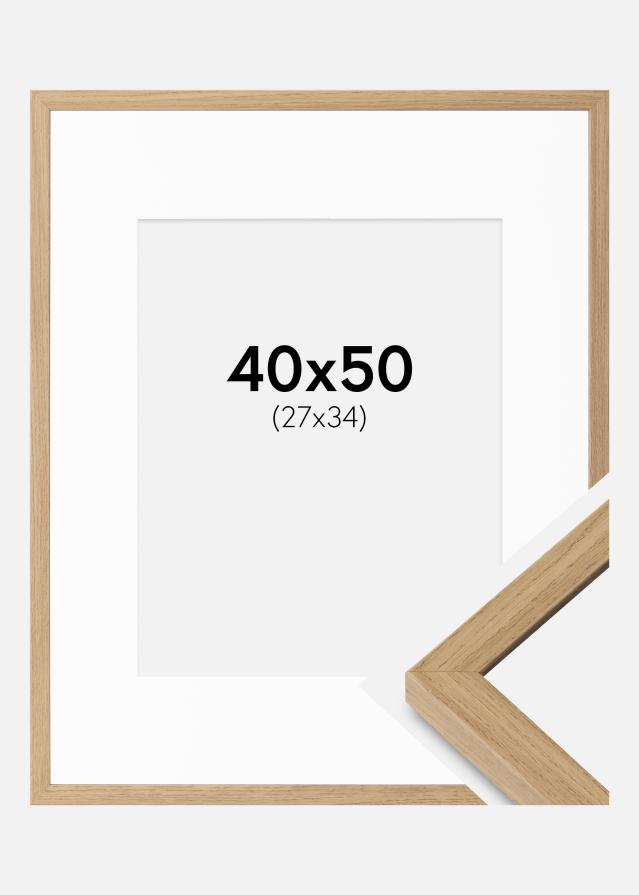 Ramă Ares Natural Stejar 40x50 cm - Paspartuuri Alb 28x35 cm