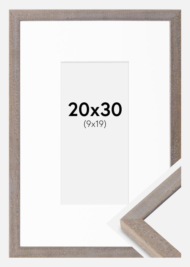 Ramă Ares Gri 20x30 cm - Paspartuuri Alb 10x20 cm