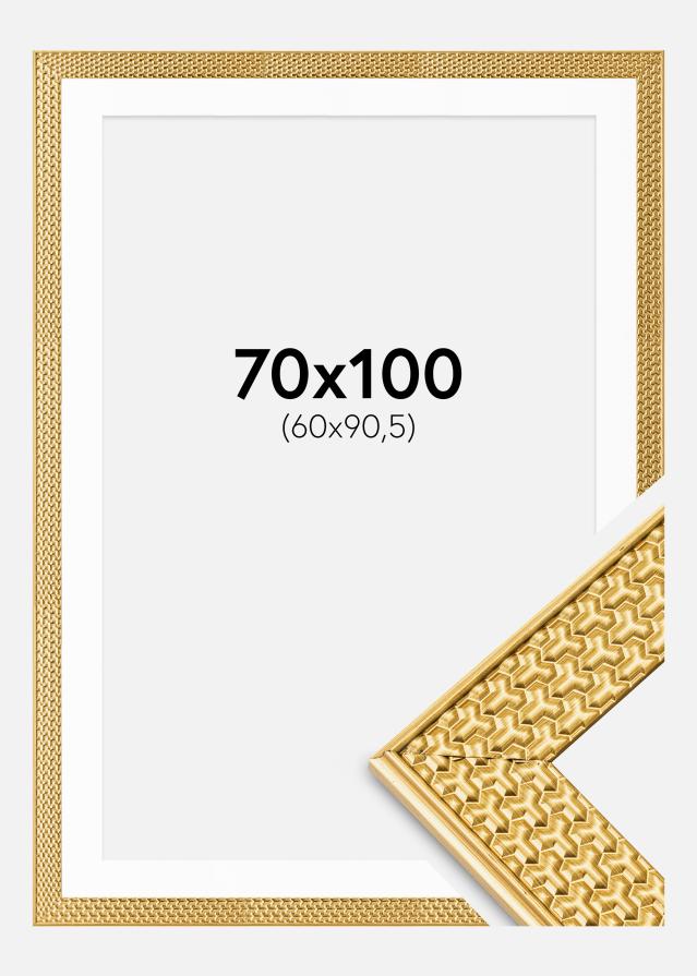 Ramă Grace Auriu 70x100 cm - Paspartu Alb 61x91,5 cm