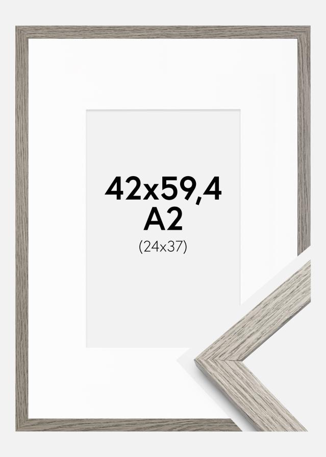 Ramă Stilren Gri Stejar 42x59,4 cm - Paspartuuri alb 25x38 cm