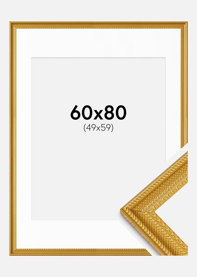 Ramă Lattice Aur 60x80 cm - Paspartuuri Alb 50x60 cm
