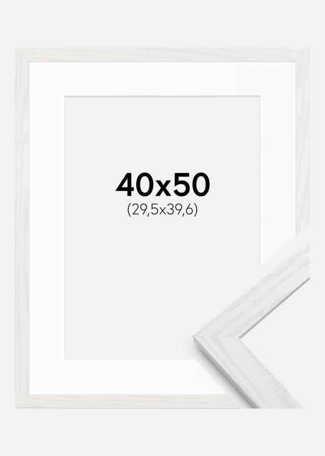 Ramă Stilren Alb Stejar 40x50 cm - Paspartuuri Alb 12x16 inches