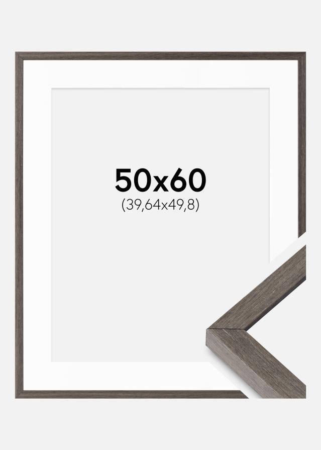 Ramă Gri Stejar Ares 50x60 cm - Paspartuuri Alb 16x20 inches