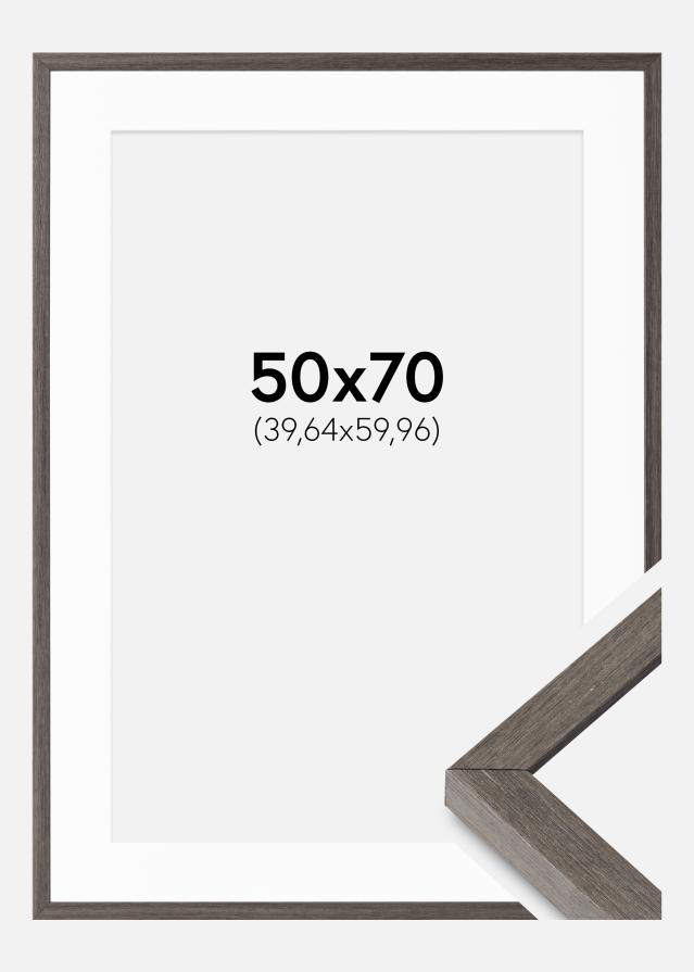 Ramă Gri Stejar Ares 50x70 cm - Paspartuuri Alb 16x24 inches