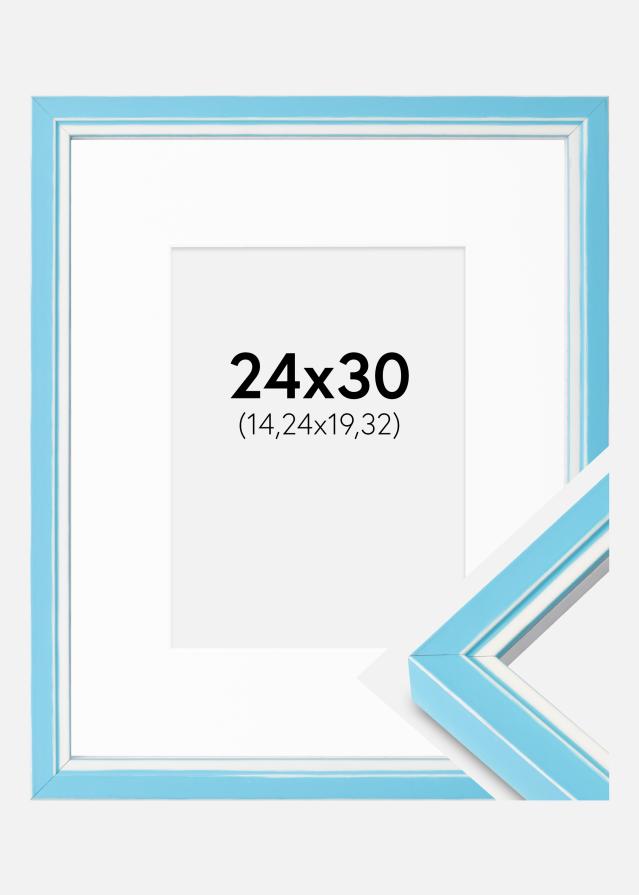 Ramă Diana Albastru deschis 24x30 cm - Paspartuuri Alb 6x8 inch