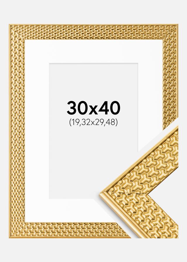 Ramă Grace Auriu 30x40 cm - Paspartu Alb 8x12 inches
