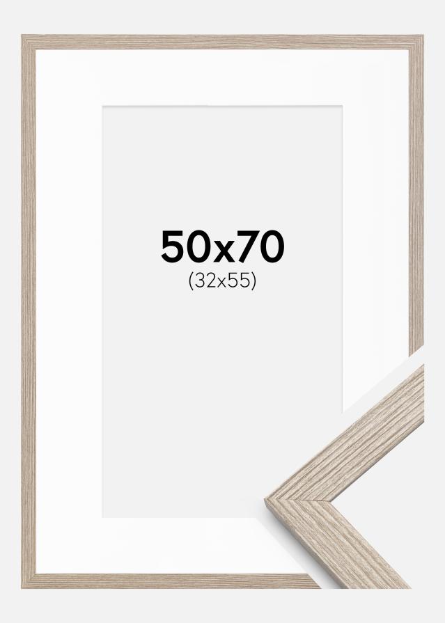 Ramă Stilren Greige Stejar 50x70 cm - Paspartuuri Alb 33x56 cm
