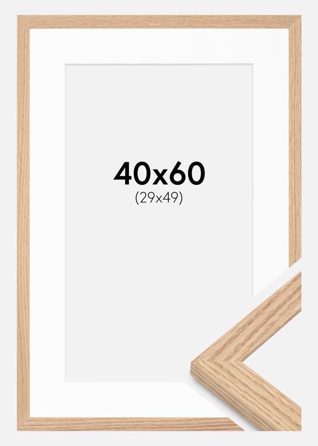 Ramă Tidlös Masiv Stejar 40x60 cm - Passepartout Alb 30x50 cm