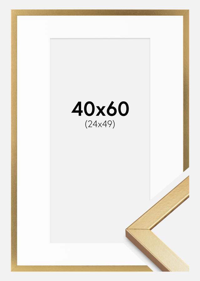 Ramă Minerva Aur 40x60 cm - Paspartuuri Alb 25x50 cm
