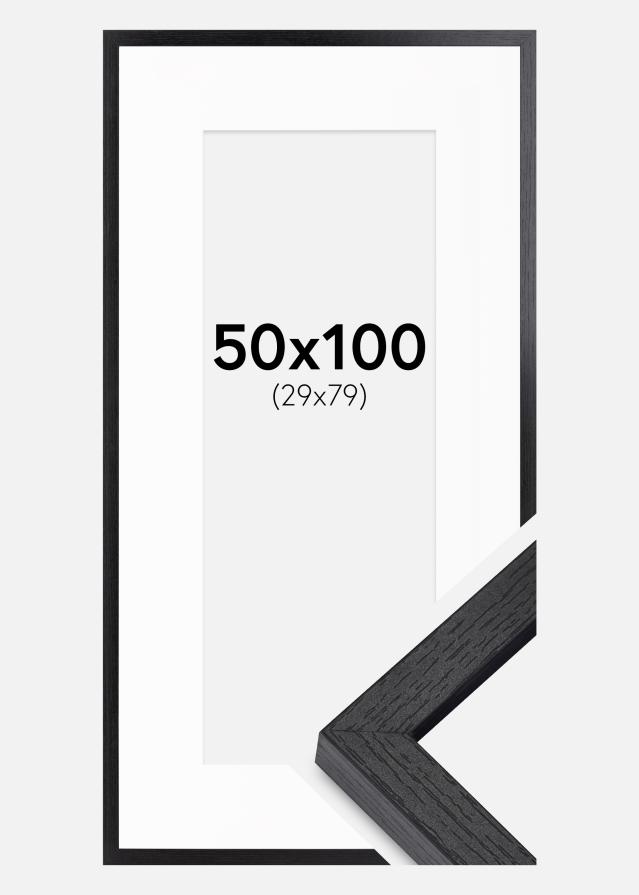 BGA Cadru cutie Negru 50x100 cm - Paspartuuri Alb 30x80 cm