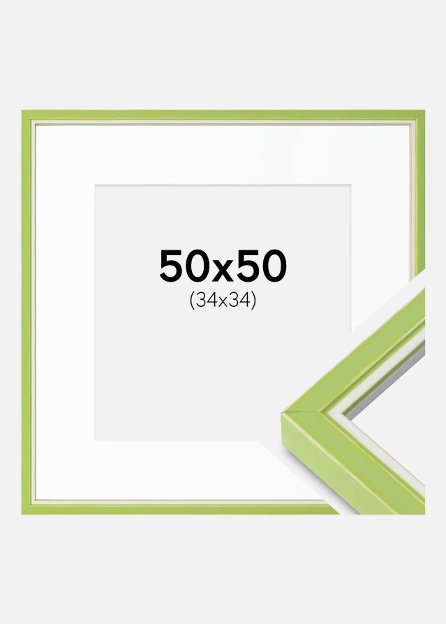 Ramă Diana Verde deschis 50x50 cm - Paspartuuri Alb 35x35 cm