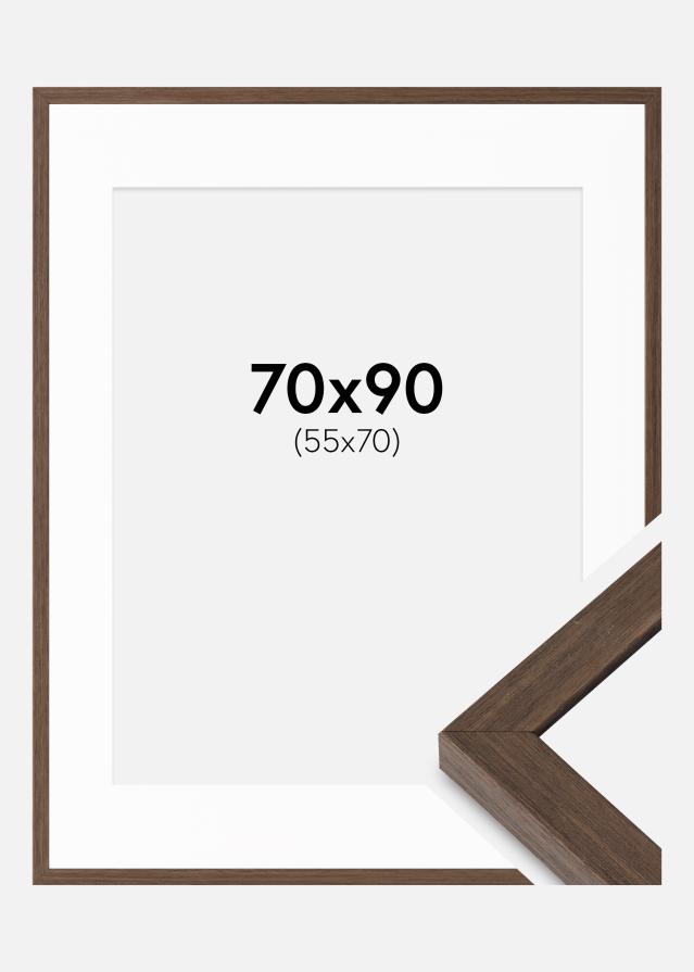 Ramă Hermes Nuc 70x90 cm - Paspartuuri Alb 56x71 cm