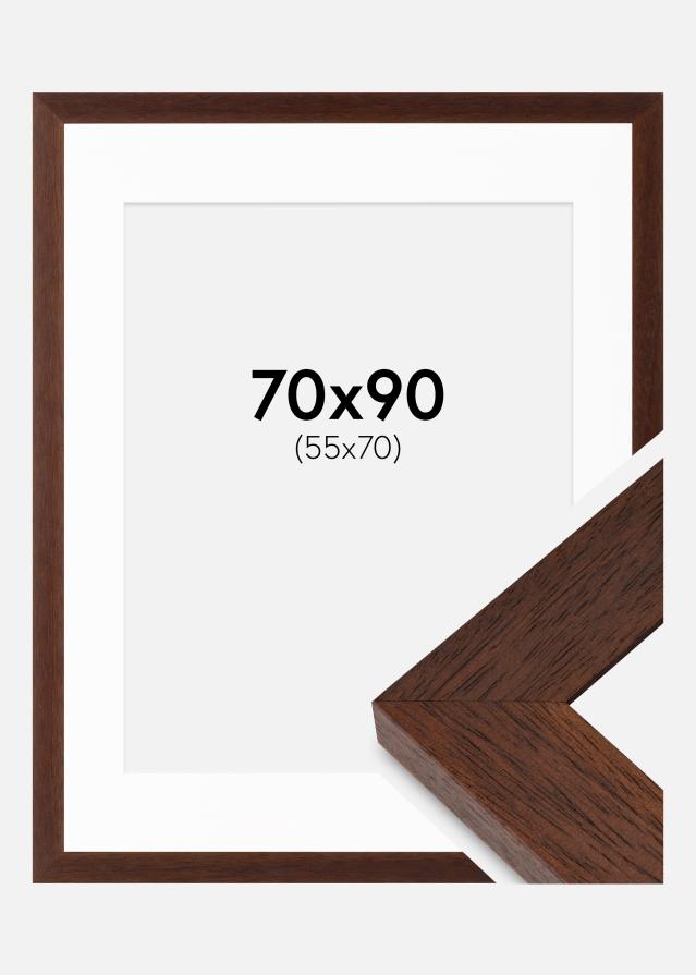 Ramă Juno Teak 70x90 cm - Paspartuuri Alb 56x71 cm