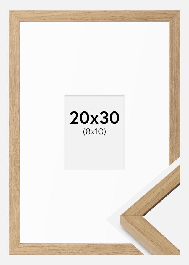 Ramă Ares Natural Stejar 20x30 cm - Paspartuuri Alb 9x11 cm