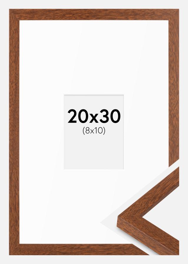 Ramă Modern Maro Cald 20x30 cm - Paspartuuri Alb 9x11 cm