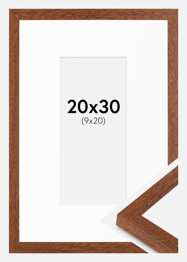Ramă Modern maro cald 20x30 cm - Paspartuuri Alb 10x21 cm
