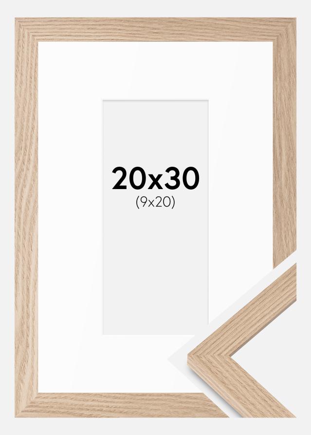 Ramă BGA Classic Stejar 20x30 cm - Paspartuuri Alb 10x21 cm