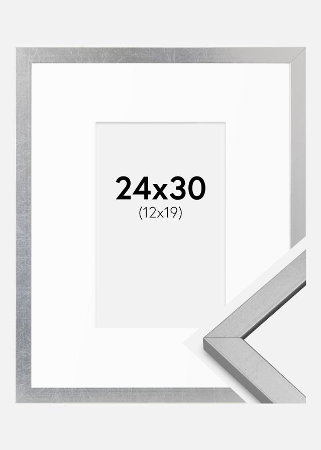 Ramă Minerva Argint 24x30 cm - Paspartuuri Alb 13x20 cm