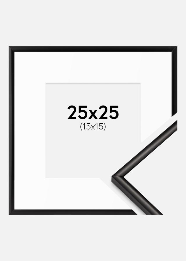 Ramă Scandi Negru Mat 25x25 cm - Paspartuuri Alb 16x16 cm