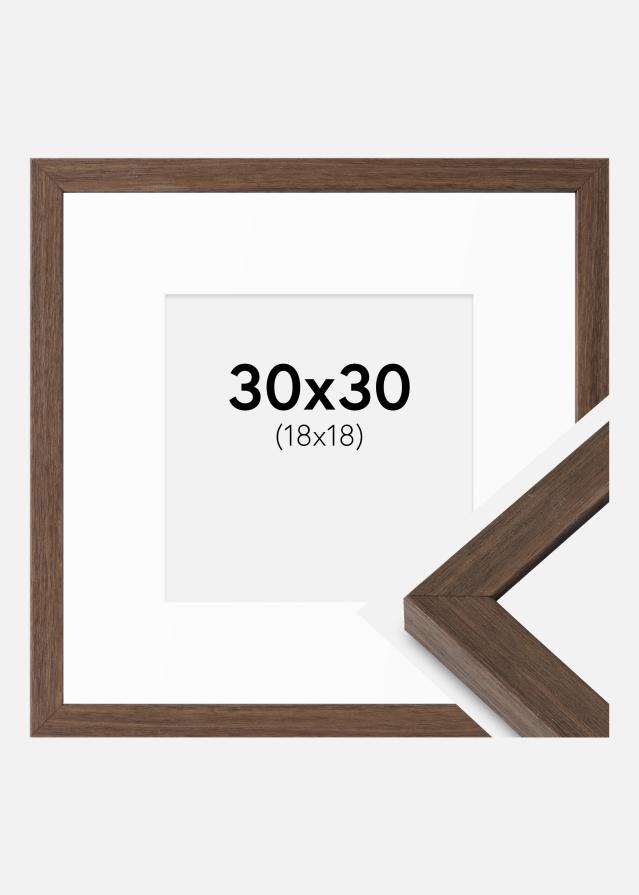 Ramă Hermes Nuc 30x30 cm - Paspartuuri Alb 19x19 cm