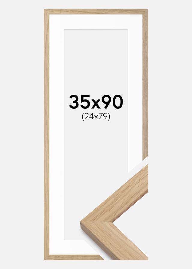 Ramă Lemn Stejar 35x90 cm - Paspartuuri Alb 25x80 cm