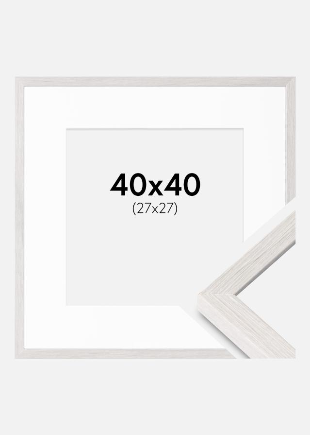 Ramă Ares Alb Stejar 40x40 cm - Paspartuuri Alb 28x28 cm