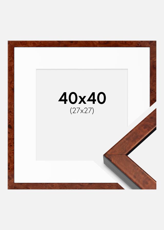 Ramă Hermes Nuc 40x40 cm - Paspartuuri Alb 28x28 cm