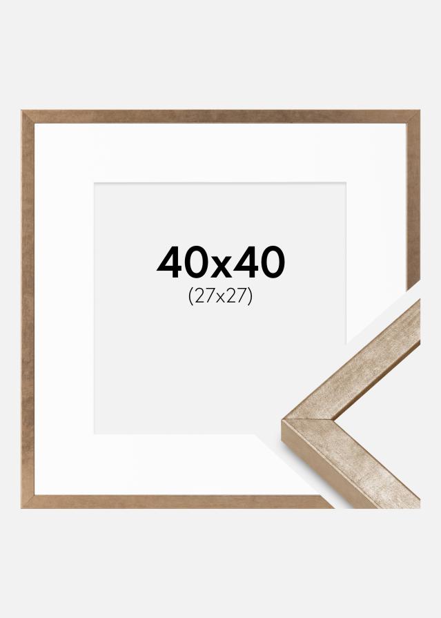 Ramă Ares Alamă 40x40 cm - Paspartuuri Alb 28x28 cm